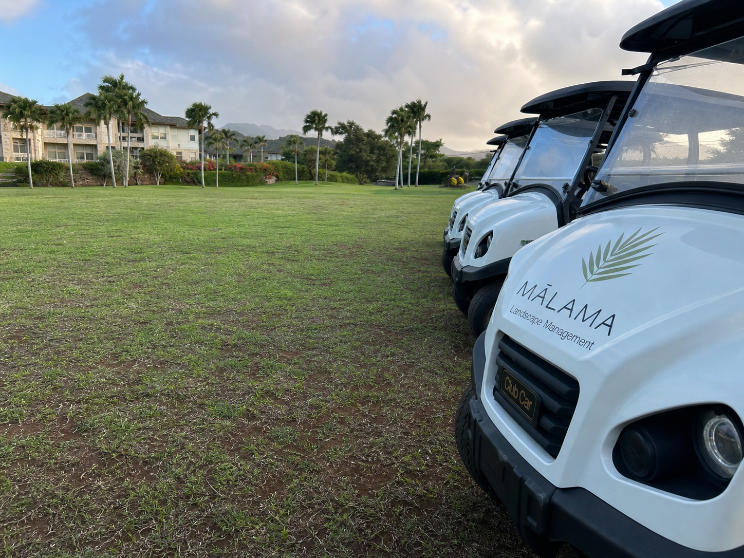 Mālama Landscape commercial landscape management carts serving a Kauaʻi property